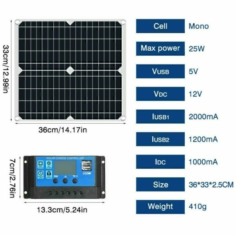 Solar Panel Kit 12V 20/40/60/100A battery Charger Controller Caravan Boat