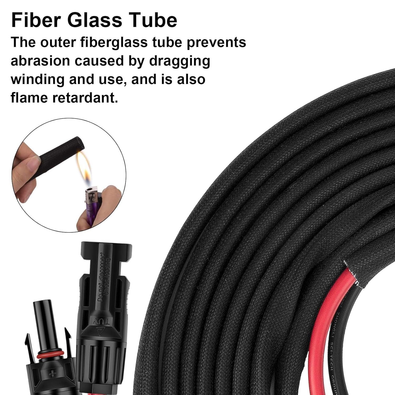 **50FT 10AWG Solar Panel Extension Cable with Female & Male Connectors for Solar