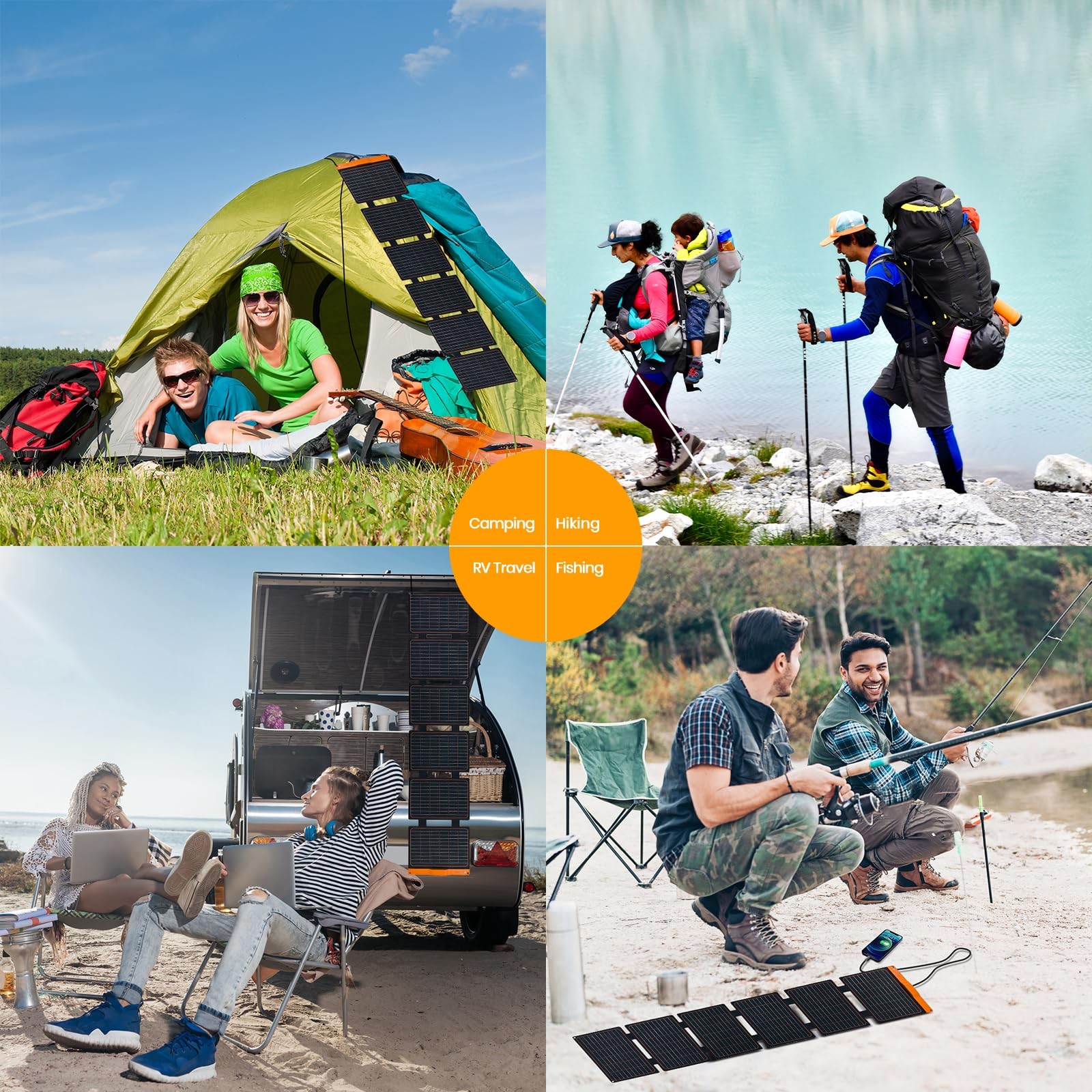 FlexSolar 60W Foldable Solar Panel Portable Charger with USB-C/USB-A QC3.0/DC