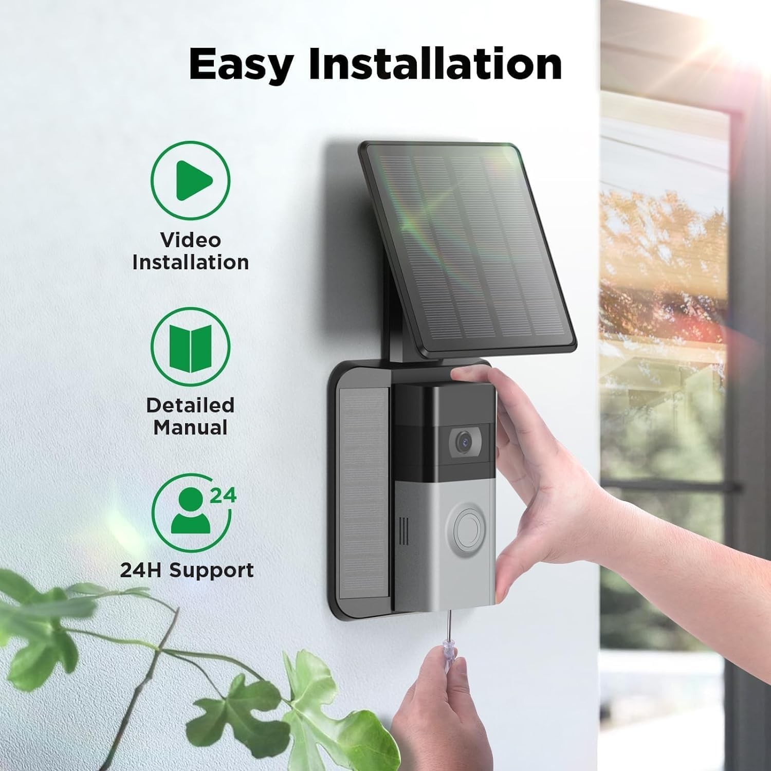 Solar Charger Compatible with Ring Video Doorbell 3/3 Plus/4 Battery Doorbell US