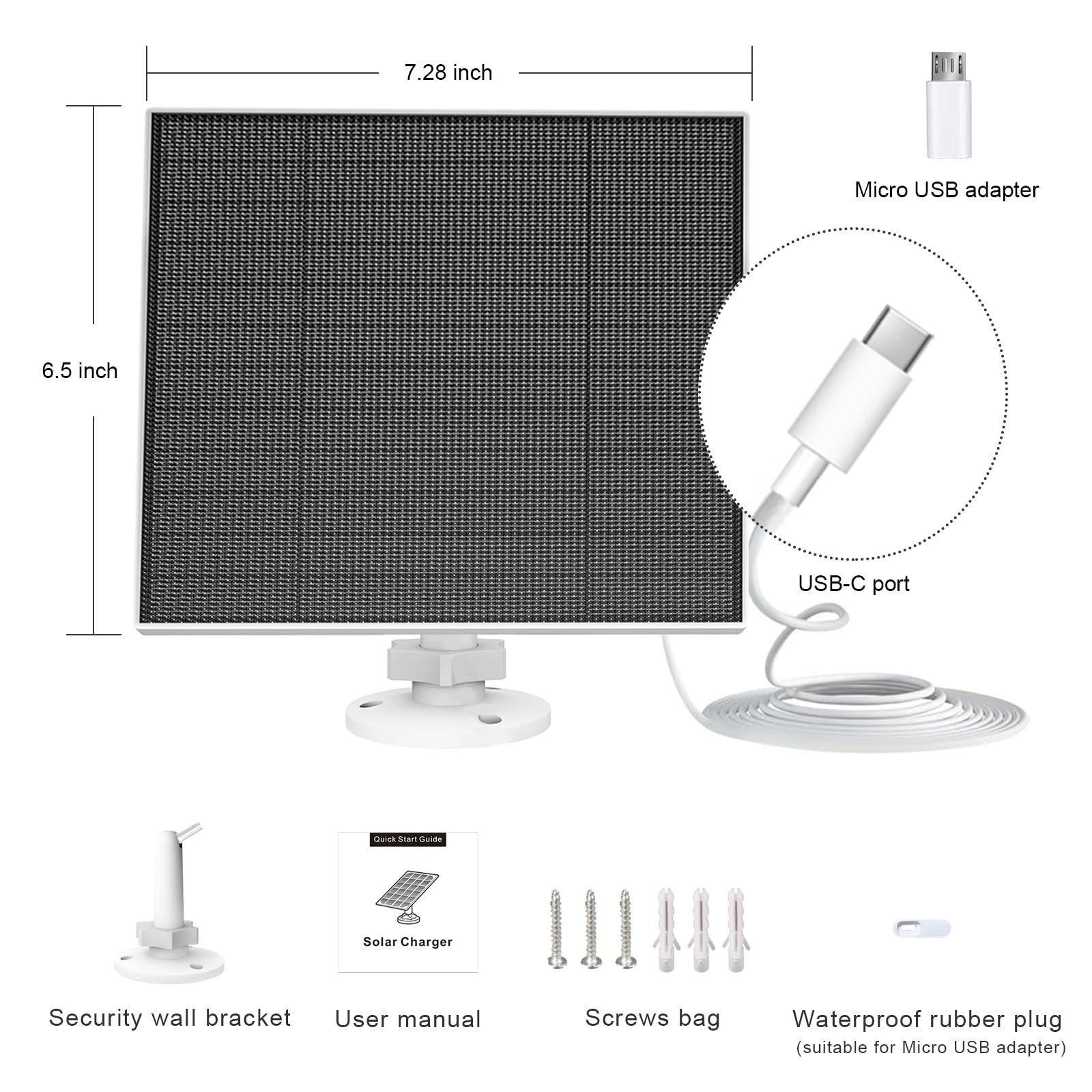 EverExceed 5W Solar Panel Compatible with Wyze Battery Cam Pro, Cam Outdoor V…