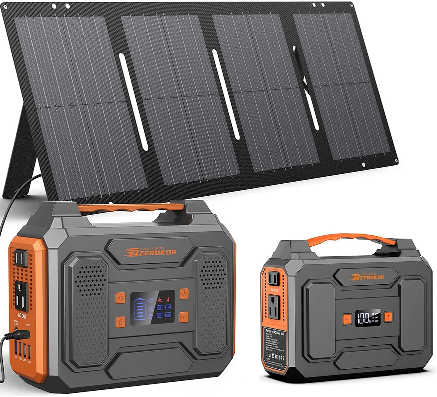 60W Solar Power Station & 300W Generator, 100W Portable Battery for Outdoor Use