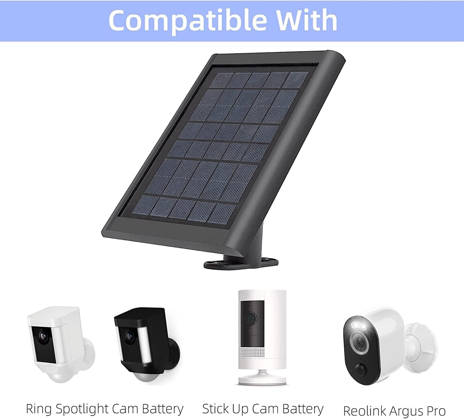 BUNDLE! (2) Solar Panels for Ring Spotlight / Stick Up Cam / Reolink Argus Pro