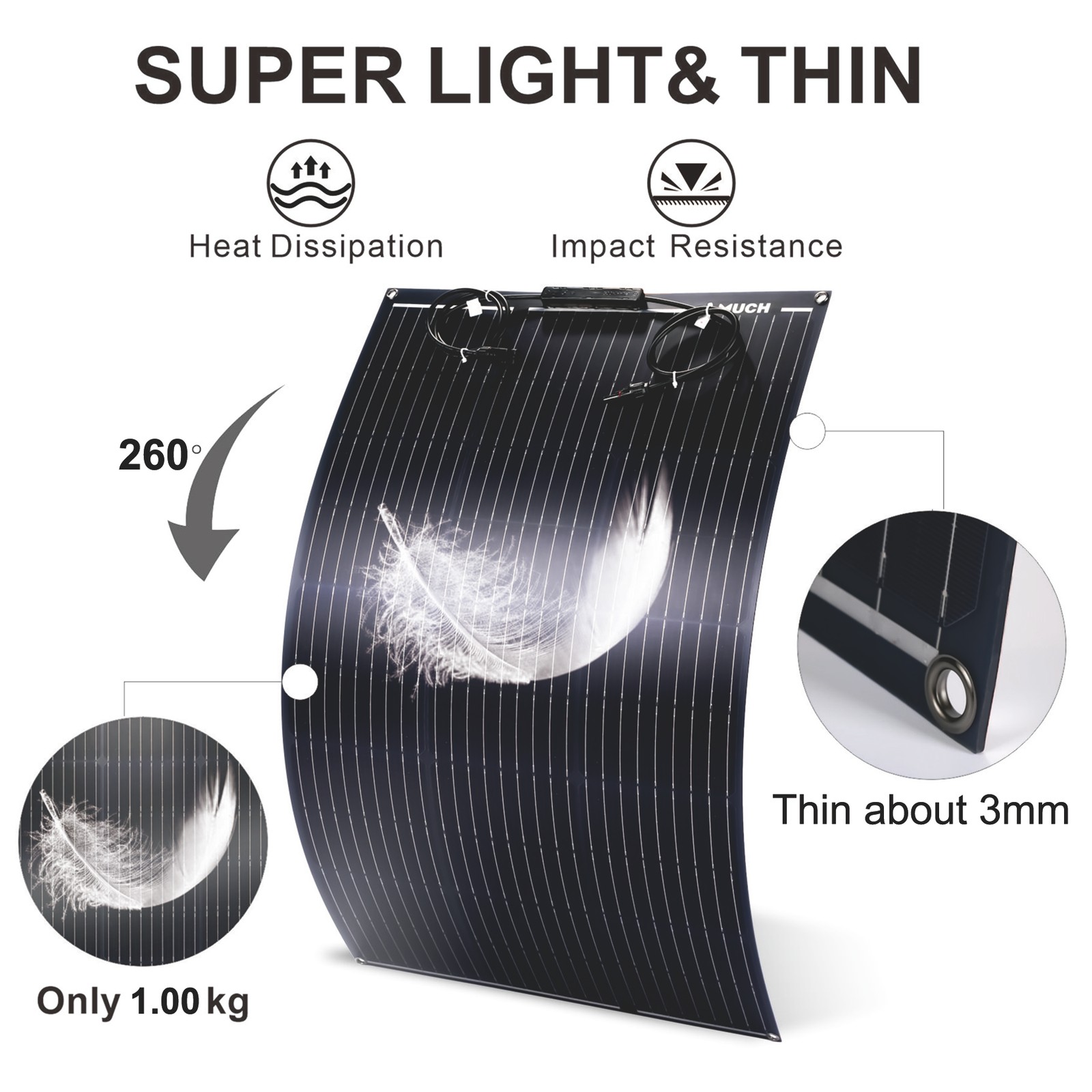 400W Mono Semi-flexible Solar Panel Kit For 12V/24V/48V Battery/RV/Car/Truck/Hom