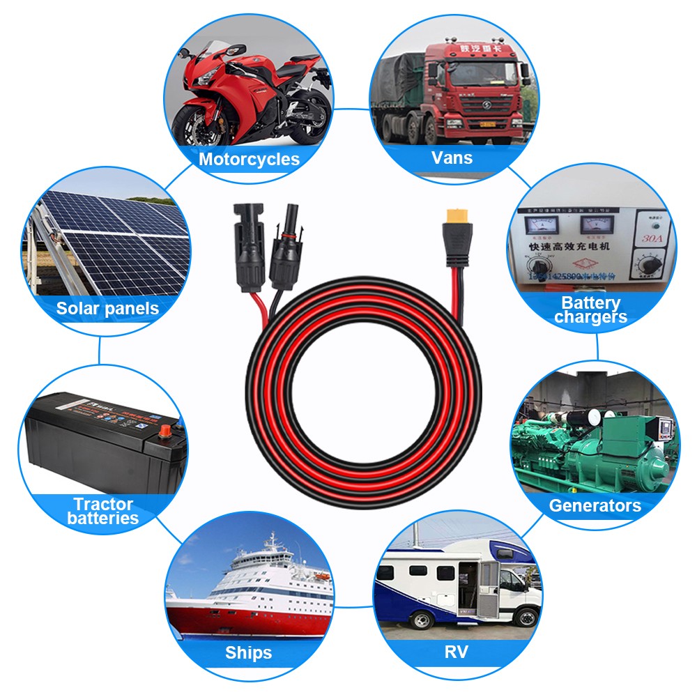 12 AWG XT60 Female to Solar Connector Extension Cable Wire for Solar Generator