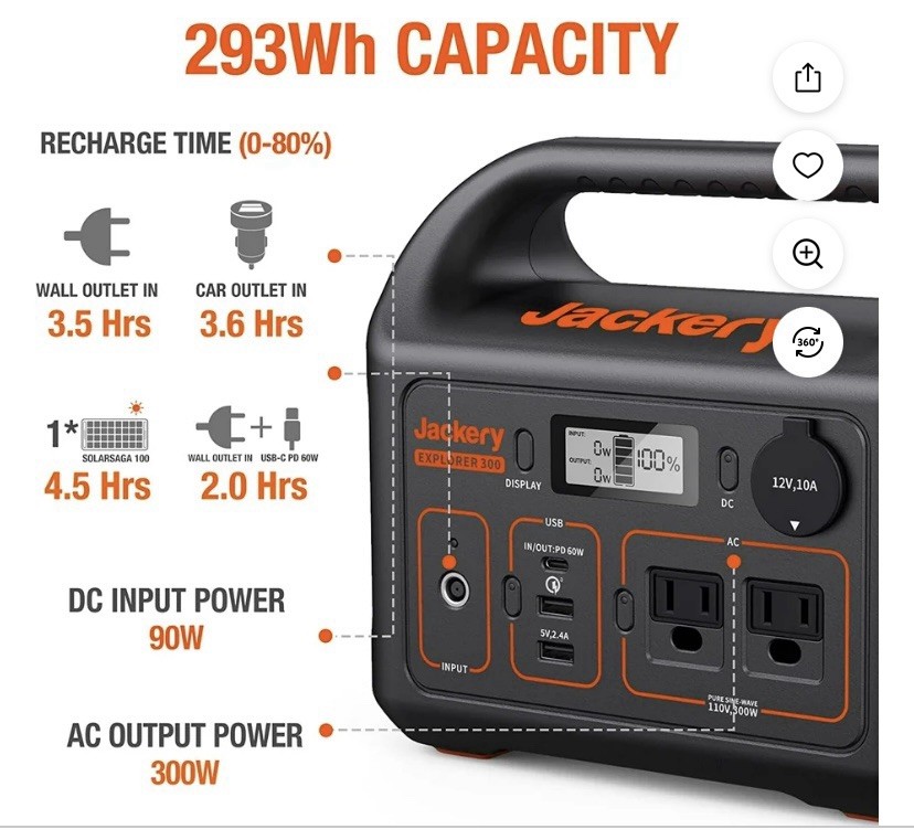 Jackery Explorer 290 Portable Outdoor Power Station
