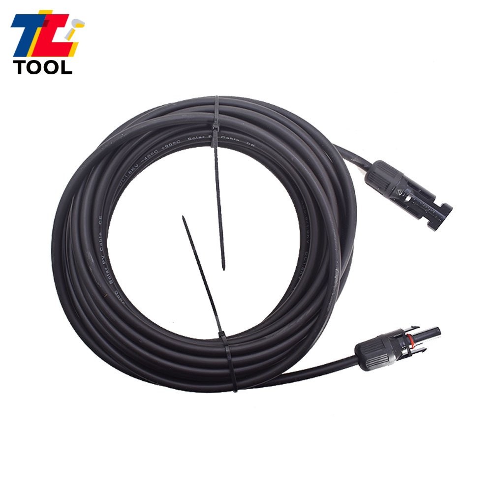 25 Feet 1 Pair 10AWG Black + Red Solar Panel Extension Cable Wire Connector