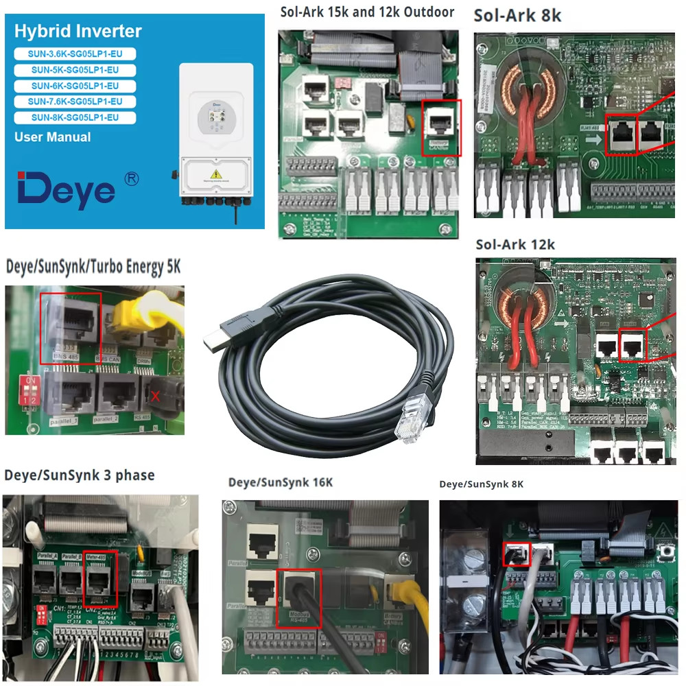 Deye SunSynk Sol-Ark Inverters RS485 USB Communication Programming Cable Solar