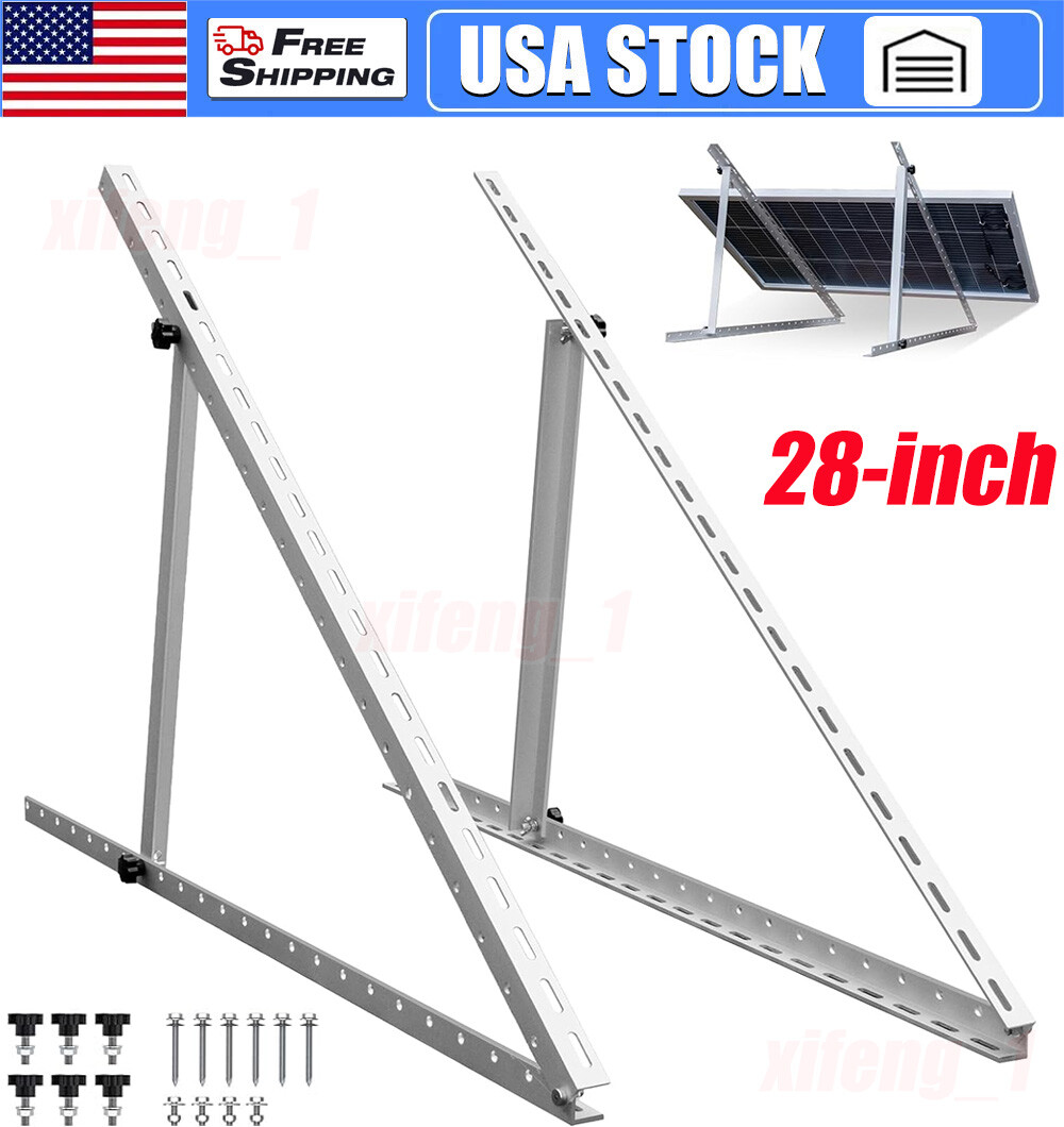 2 Pack 28in Adjustable Solar Panel Tilt Mount Brackets for Roof RV Boat Off-Grid