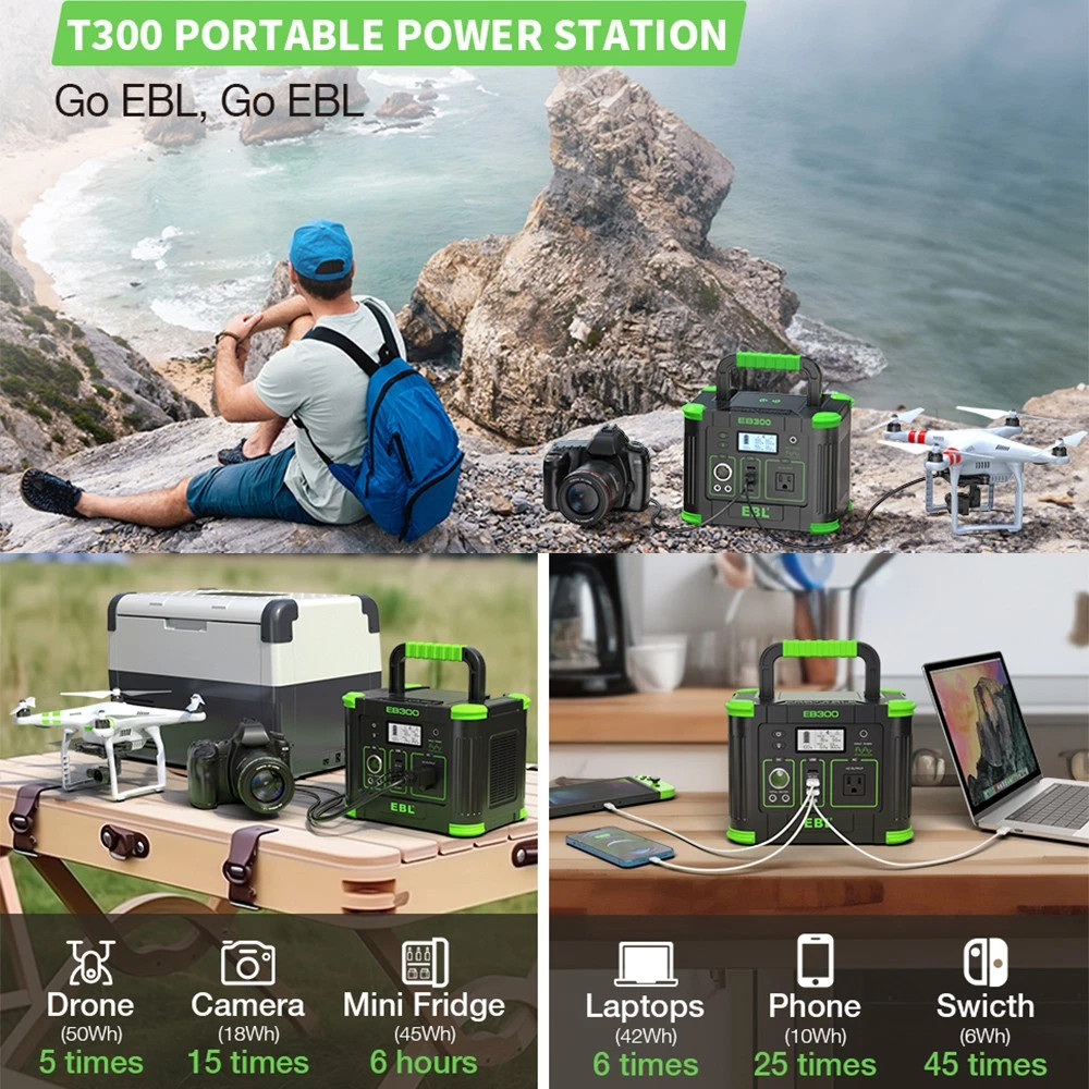 330W 288.6WH Power Station Portable Solar Charger Generator Supply Home Camping