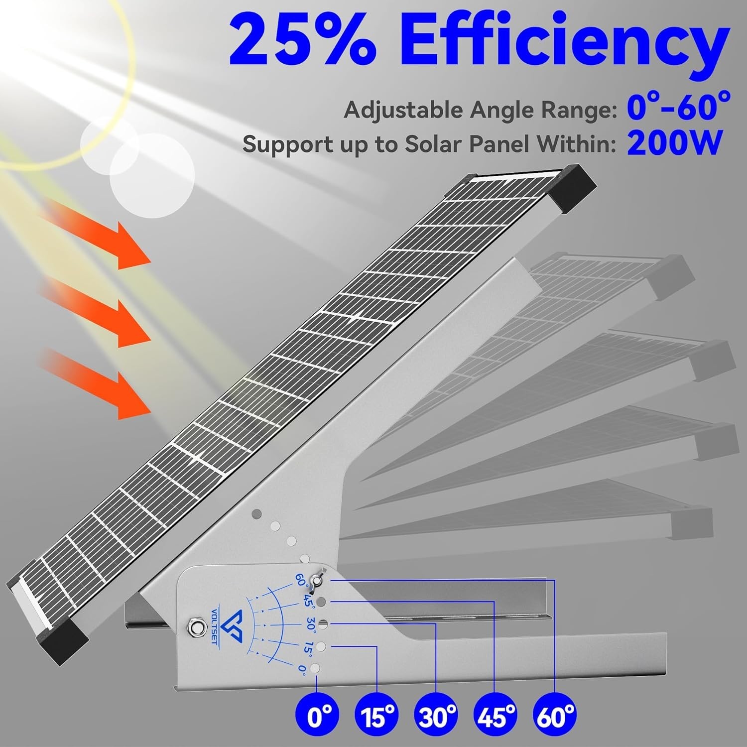 Solar Panel Mount Stand: 13.8in Immortal Steel Adjustable Angle Bracket – Rac..