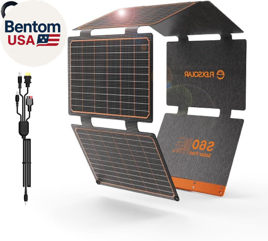 60W Portable Solar Panels Chargers with PD3.0 USB-C,QC3.0 USB-A and DC Outputs F