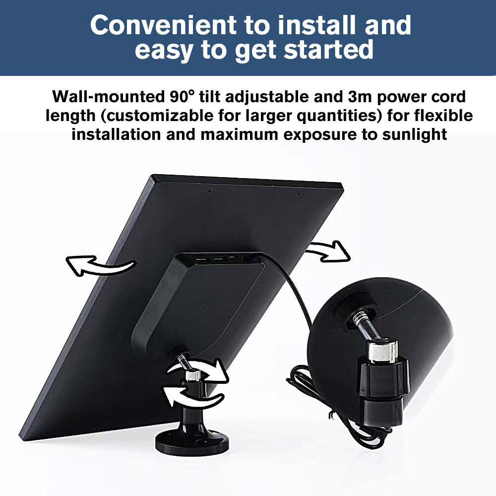 30W Solar Panel For Security Camera Solar Cell Charger USB Type C Waterproof