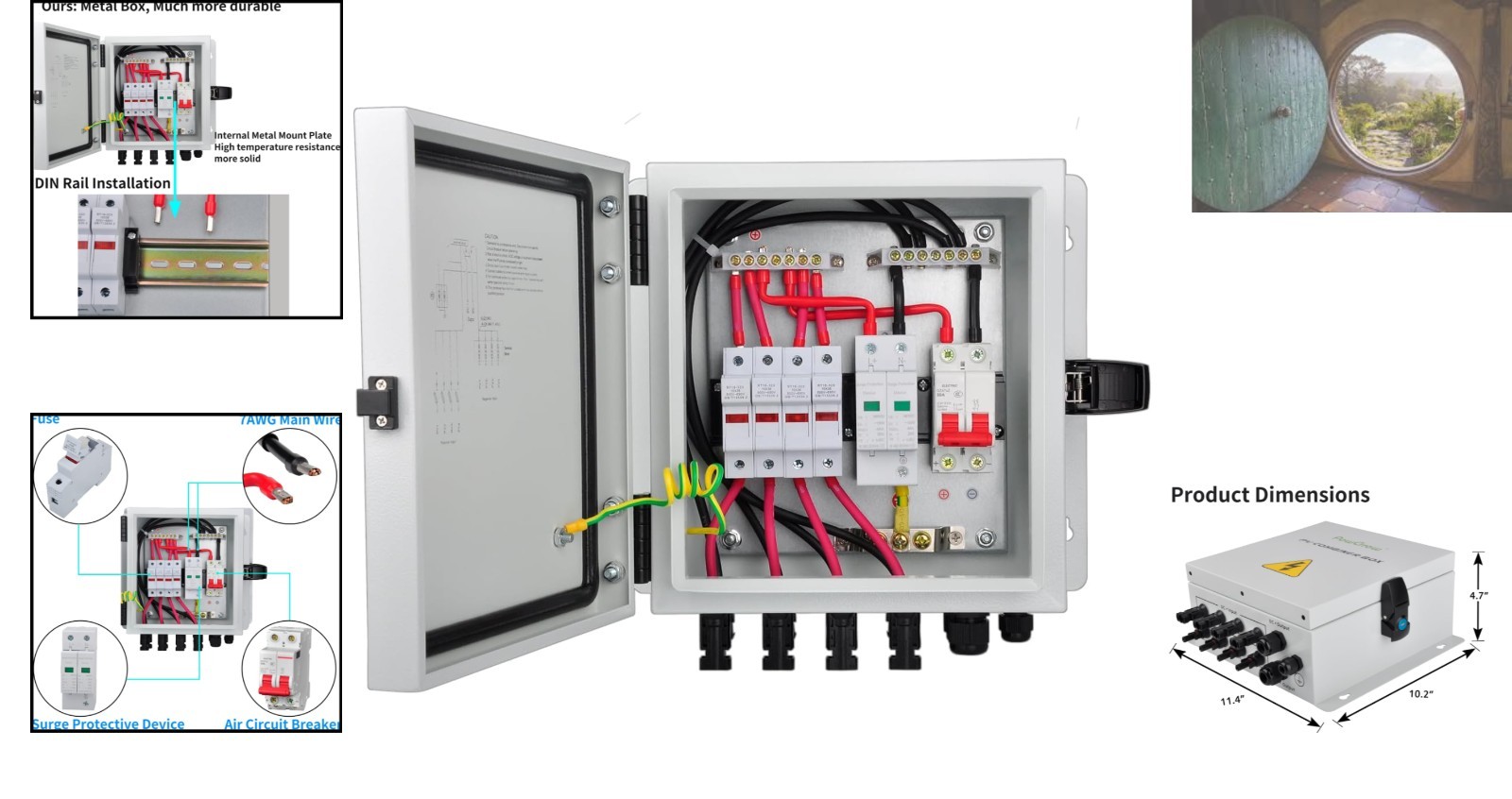 4 String PV Combiner Box with 15A Fuses & 50A Circuit Breaker – Waterproof