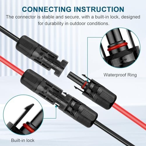 30FT 10 AWG Solar Extension Cable, Flexible Tinned Copper Wire for RV, Boat, Out