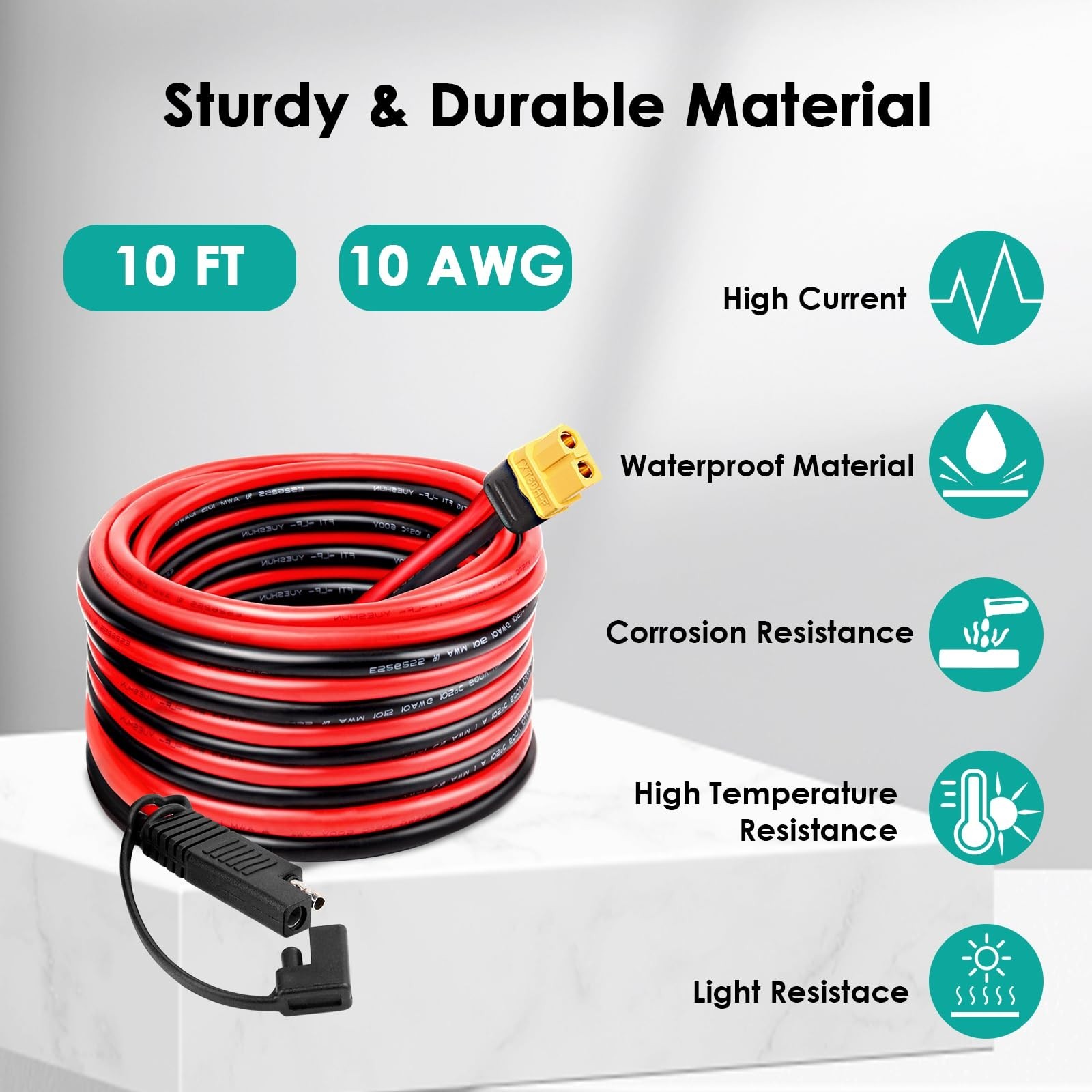 10FT 10AWG SAE to XT60 Connector Extension Cable, Polarity Reverse Adapter for S
