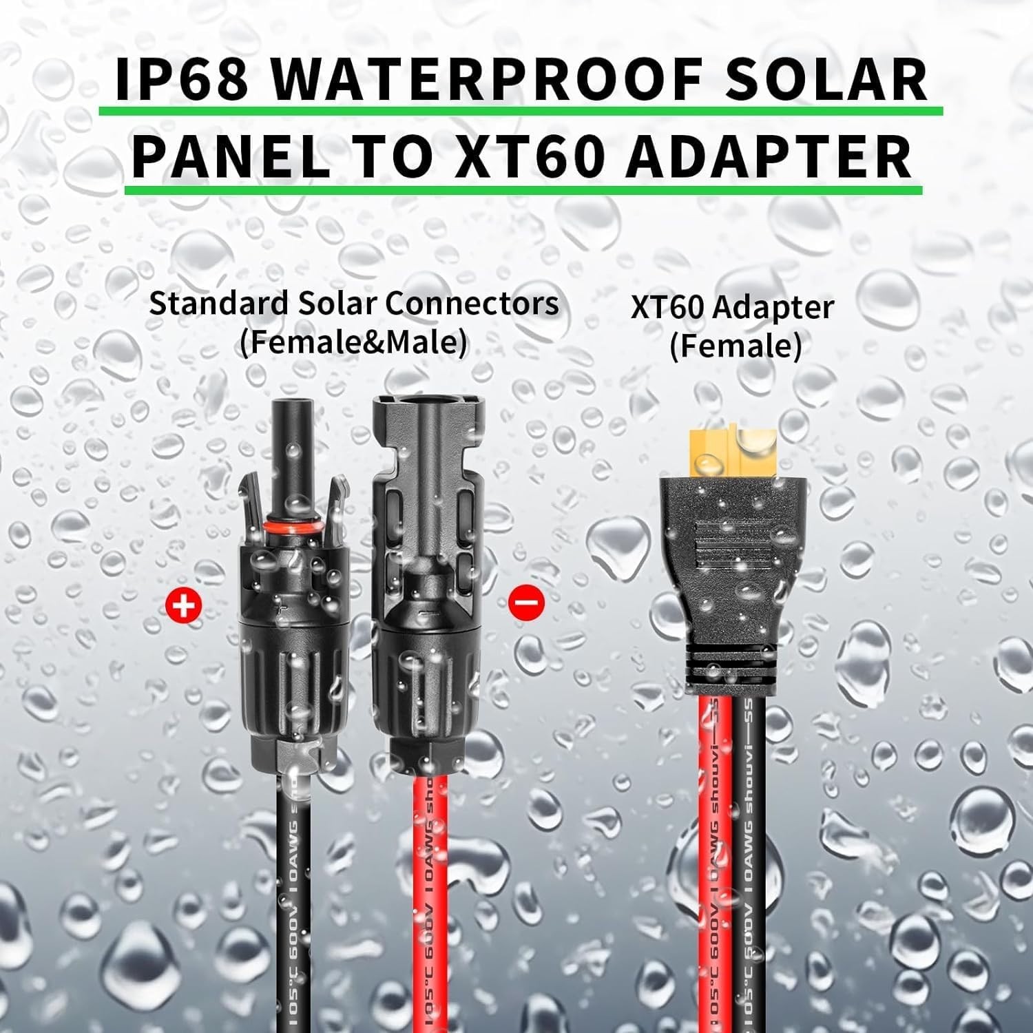 50FT XT60 Plug Solar Panel Extension Cable – Waterproof & Certified