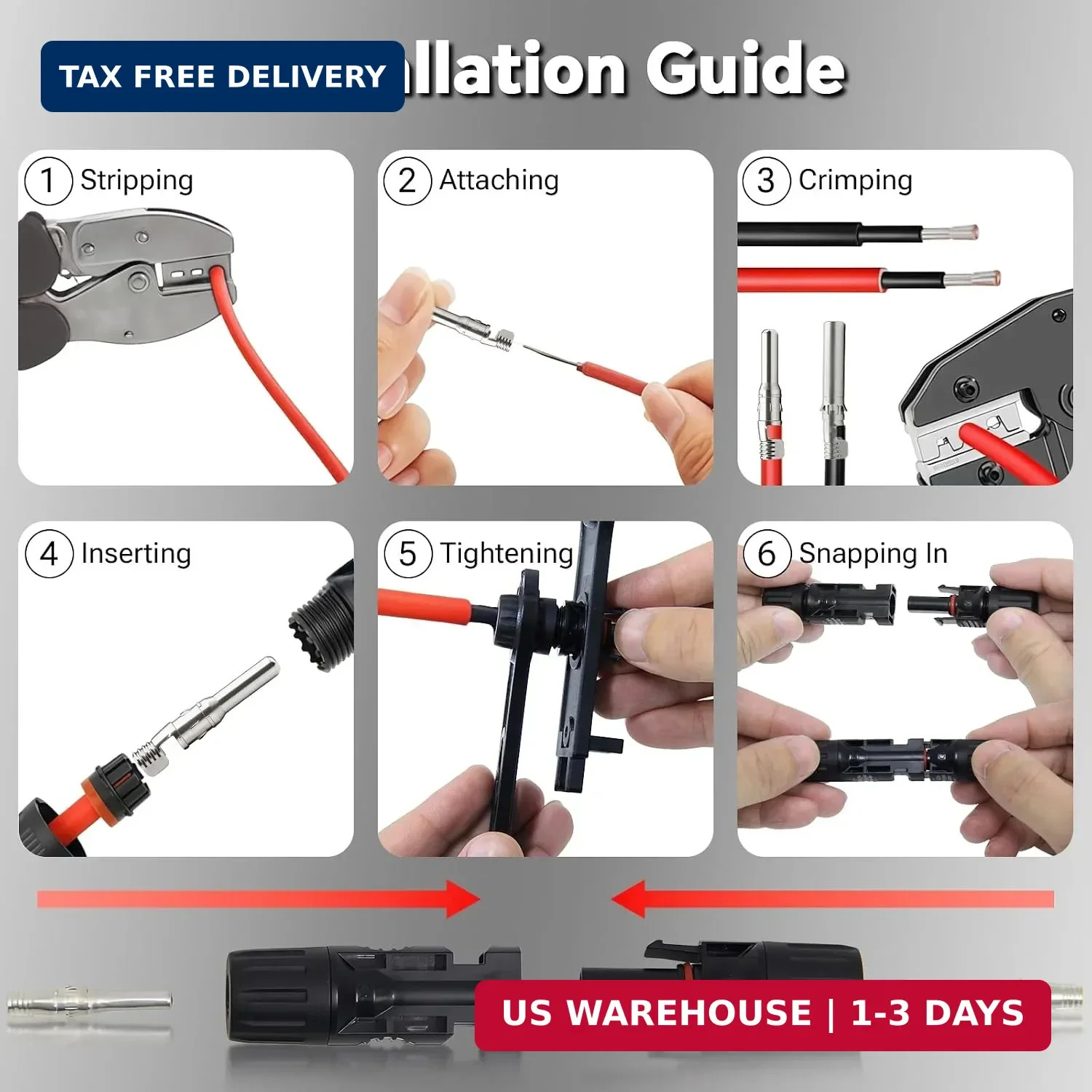 12 Pairs (Male+Female) Solar Connectors with Spanners, IP67 MC4 Connector 1000V/