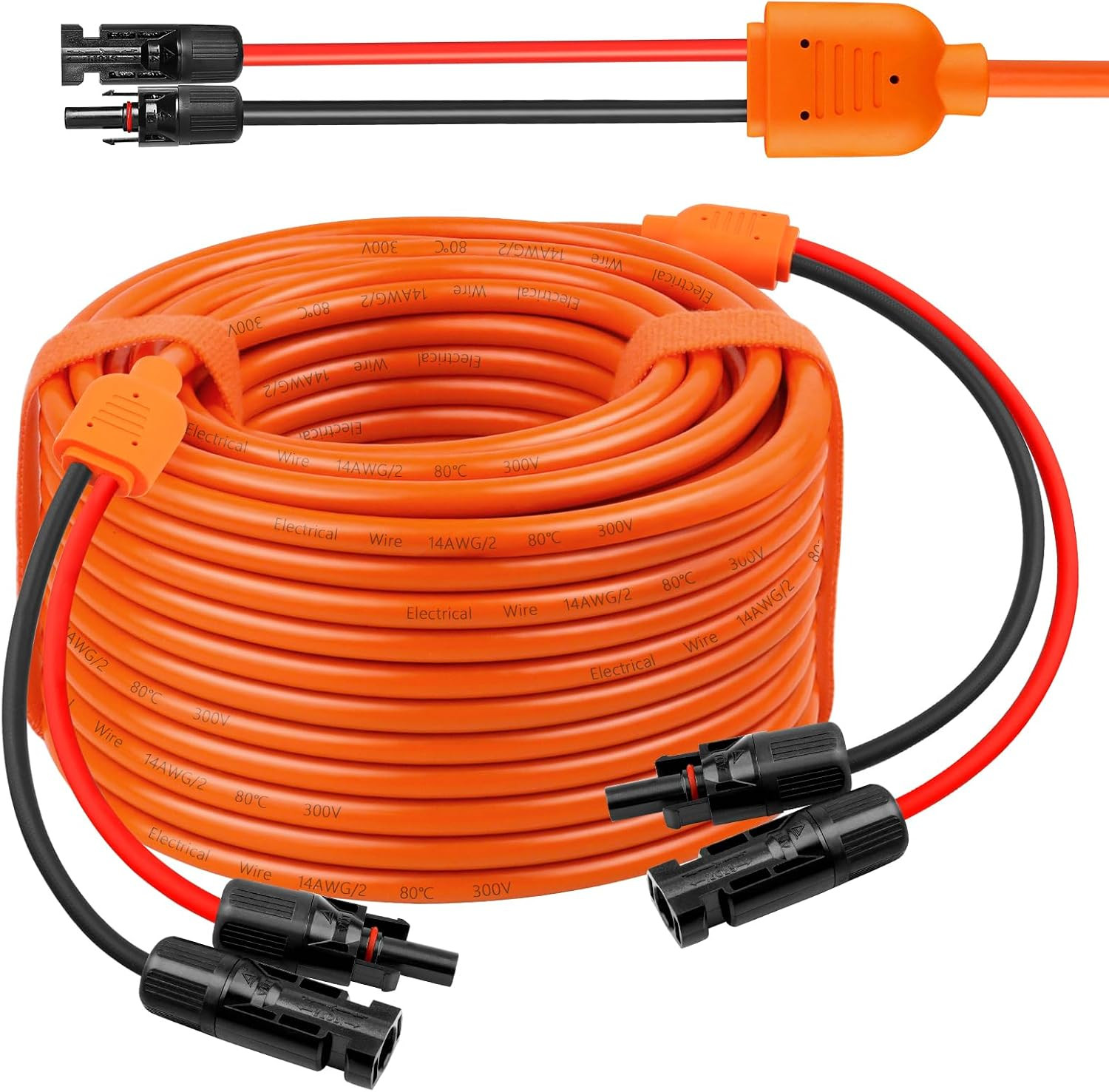Solar Panel Extension Cable 100FT – 10AWG+14AWG Solar Wire with Female & Male I