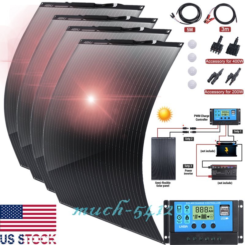 100W 200W 400W Portable Flexible Mono Solar Panel 18V for RV Camping Home Boat