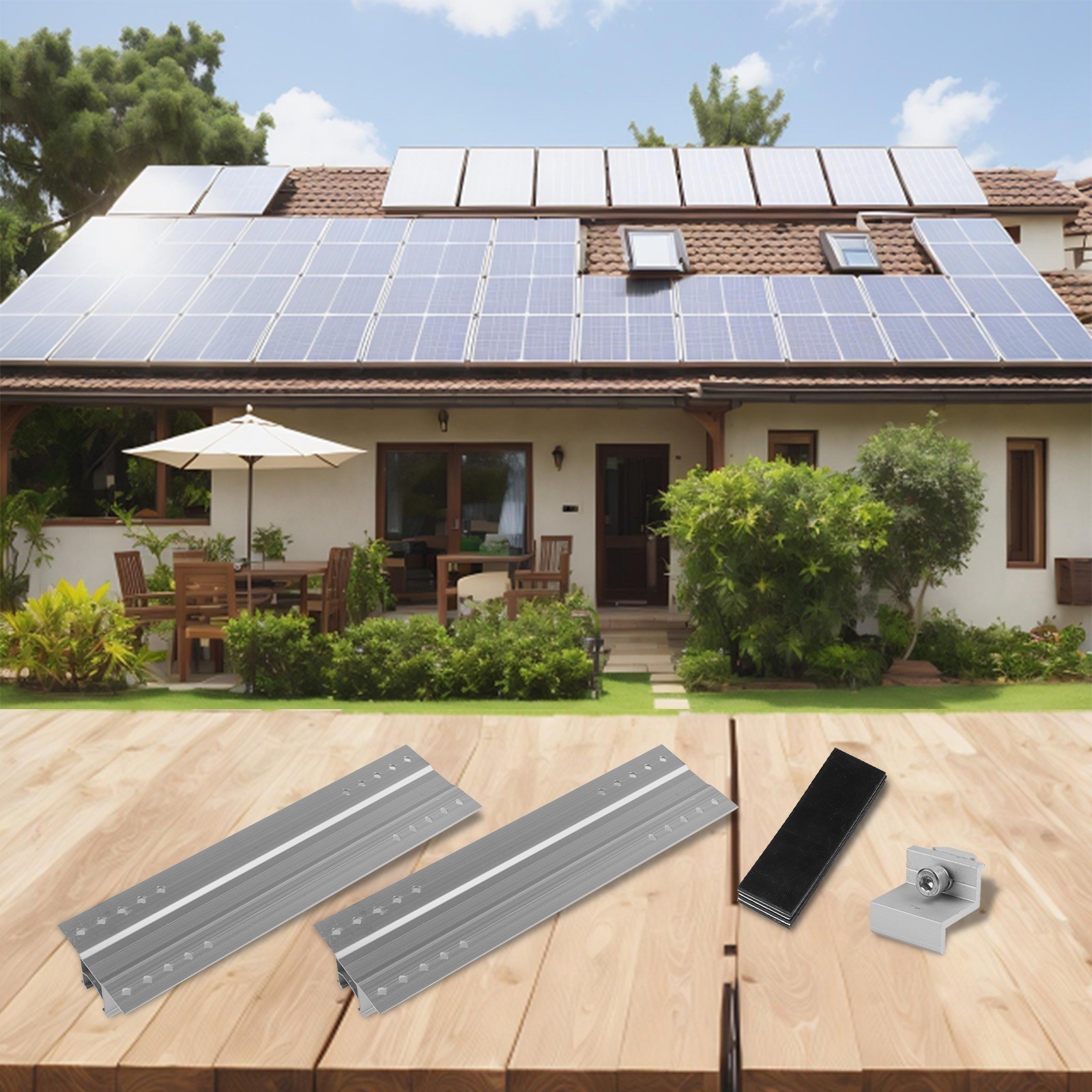 1*Solar Panel Module Aluminum Bracket Rail Trapezoidal Sheet 30cm Dust Resistant