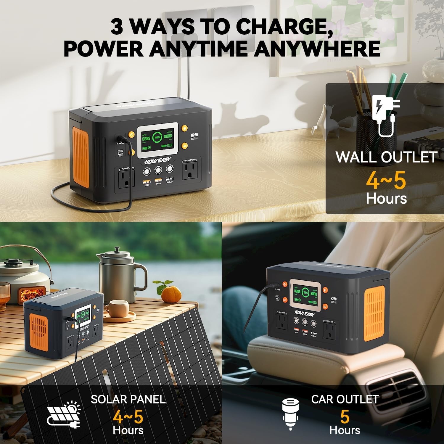 Portable Power Station,260W(500W peak) Solar Generator with PD 65W,110V Pure Sin