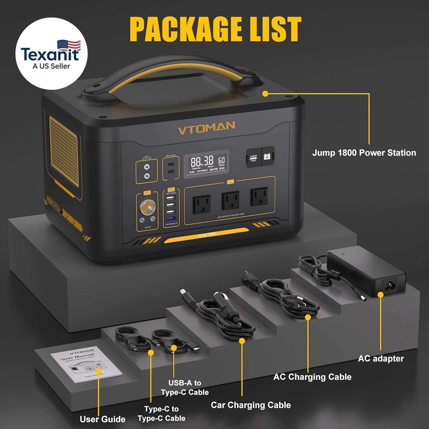 Jump 1800 Portable Power Station with Jump Start, 1548Wh Lifepo4 Solar Generator