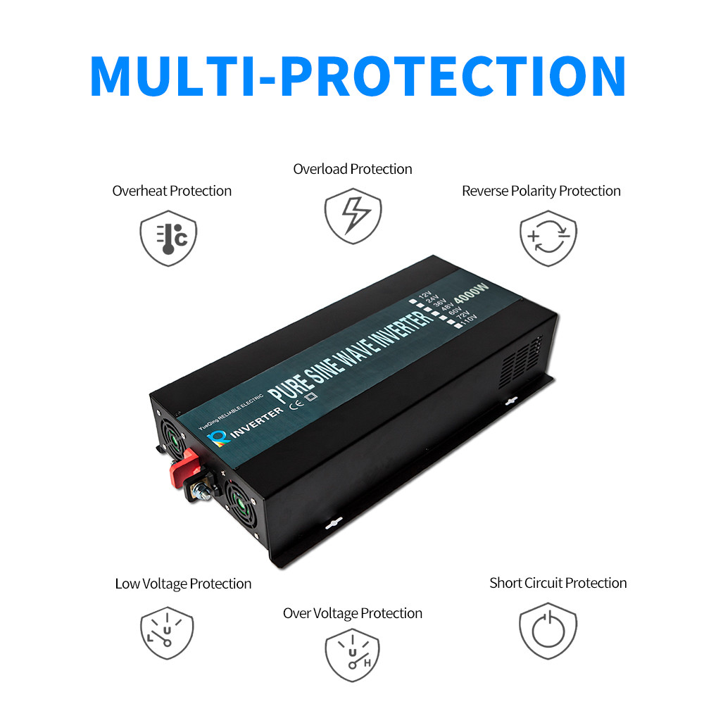 24V Pure Sine Wave Power Inverter 4000W Motor home Car Solar Home Remote Switch