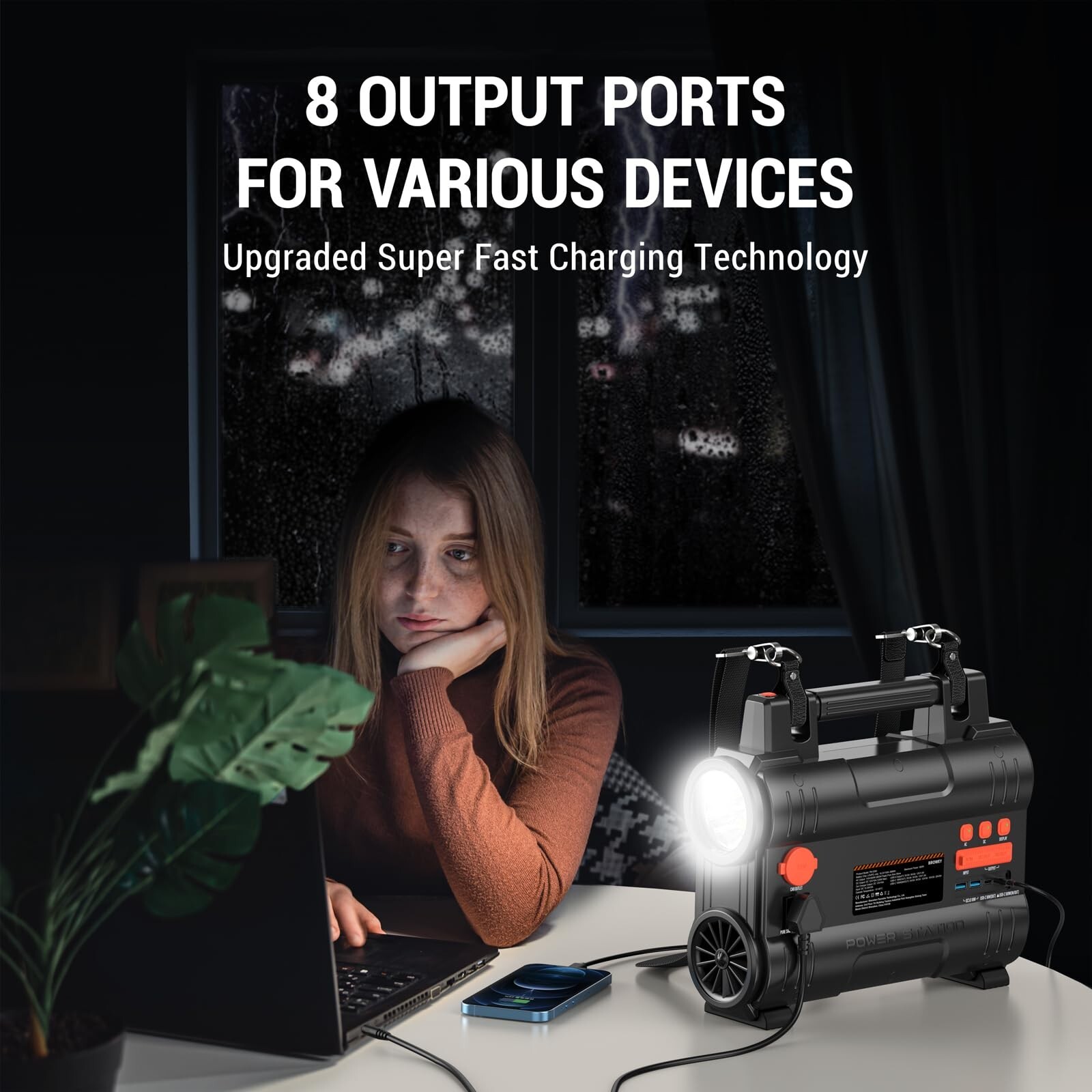 BROWEY Portable Power Station 300W(Peak 600W), 288Wh Solar Generator＆USB-C PD100