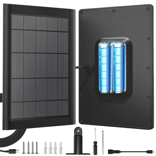 5W Solar Panel Charger with 3500mWh Internal Battery – 2 Pack – Black