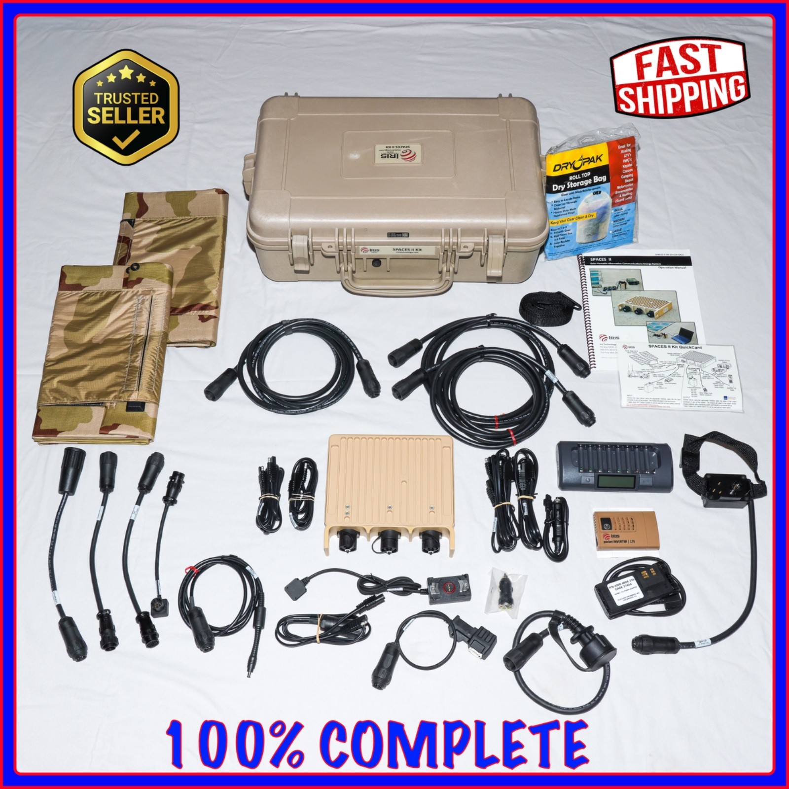 Portable Solar Kit with 2 Foldable Panels & Inverter, Iris Technology SPACES II