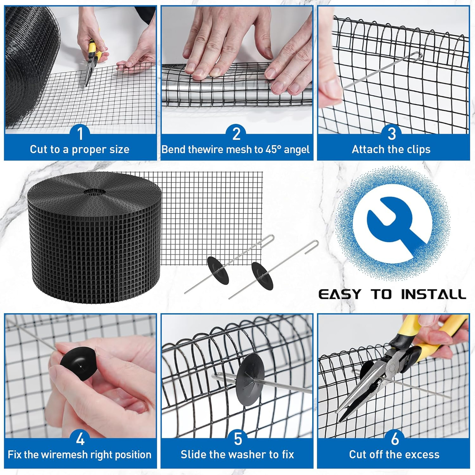 6 Inch by 100 Foot Solar Panel Bird Guard Mesh Critter Fence with Fasteners PVC