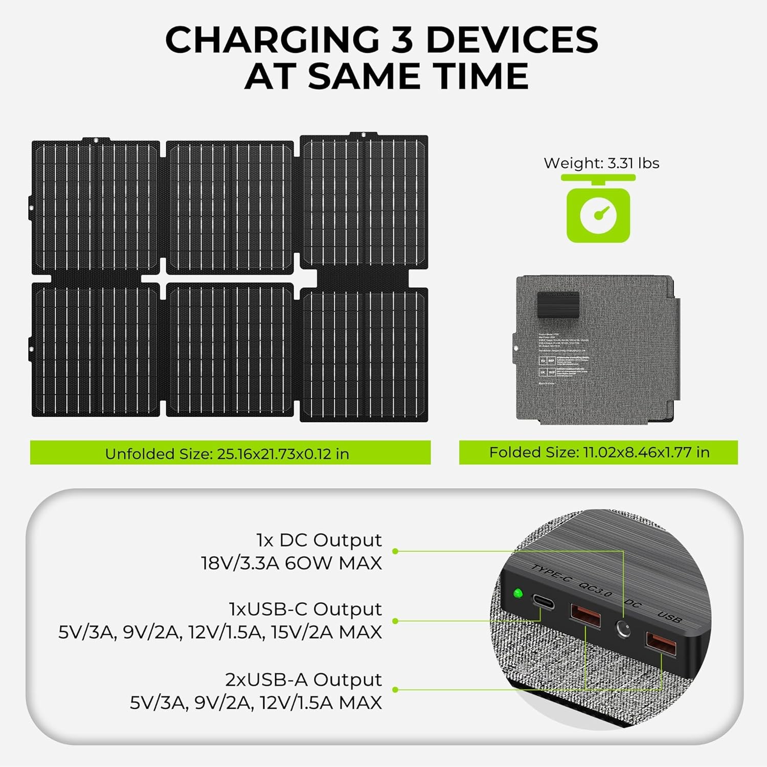 Portable Solar Generator 300W with Foldable 60W Panel