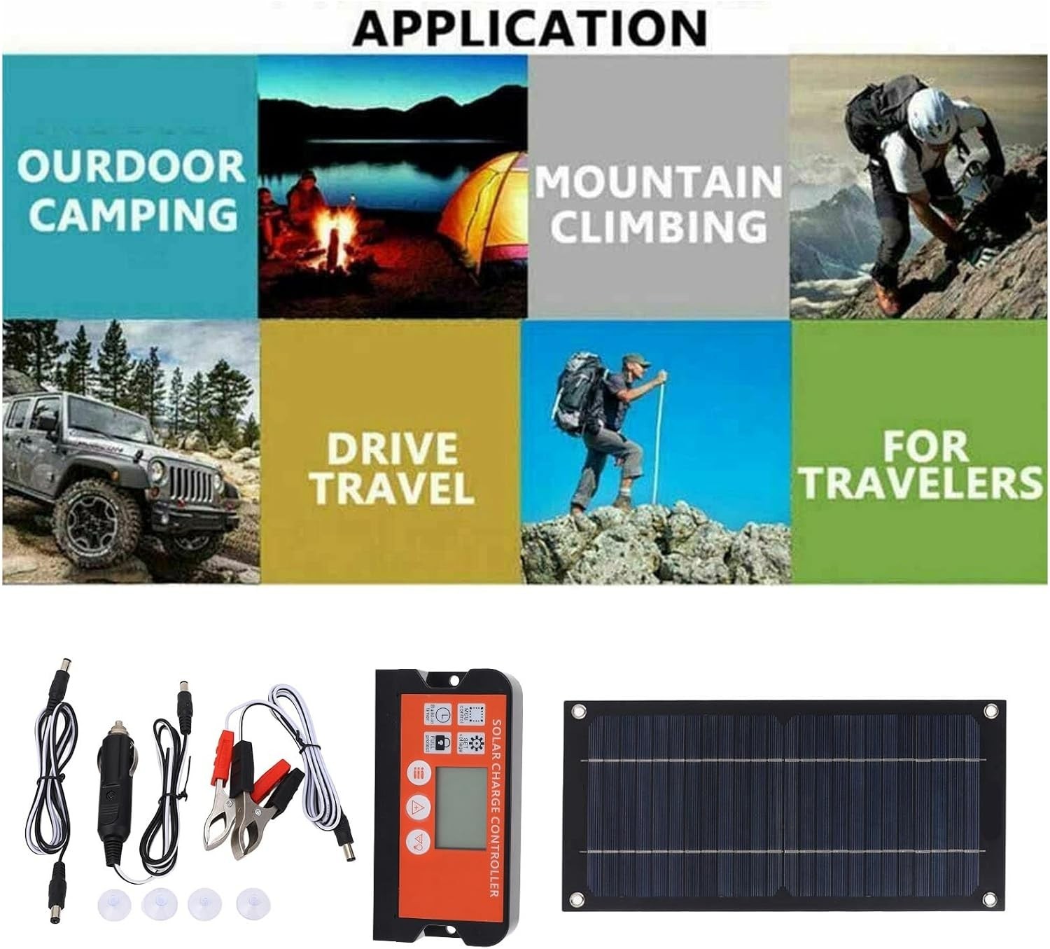 600W Solar Panel Charger Monocrystalline 100A Charge Controller Solar Panel Kit