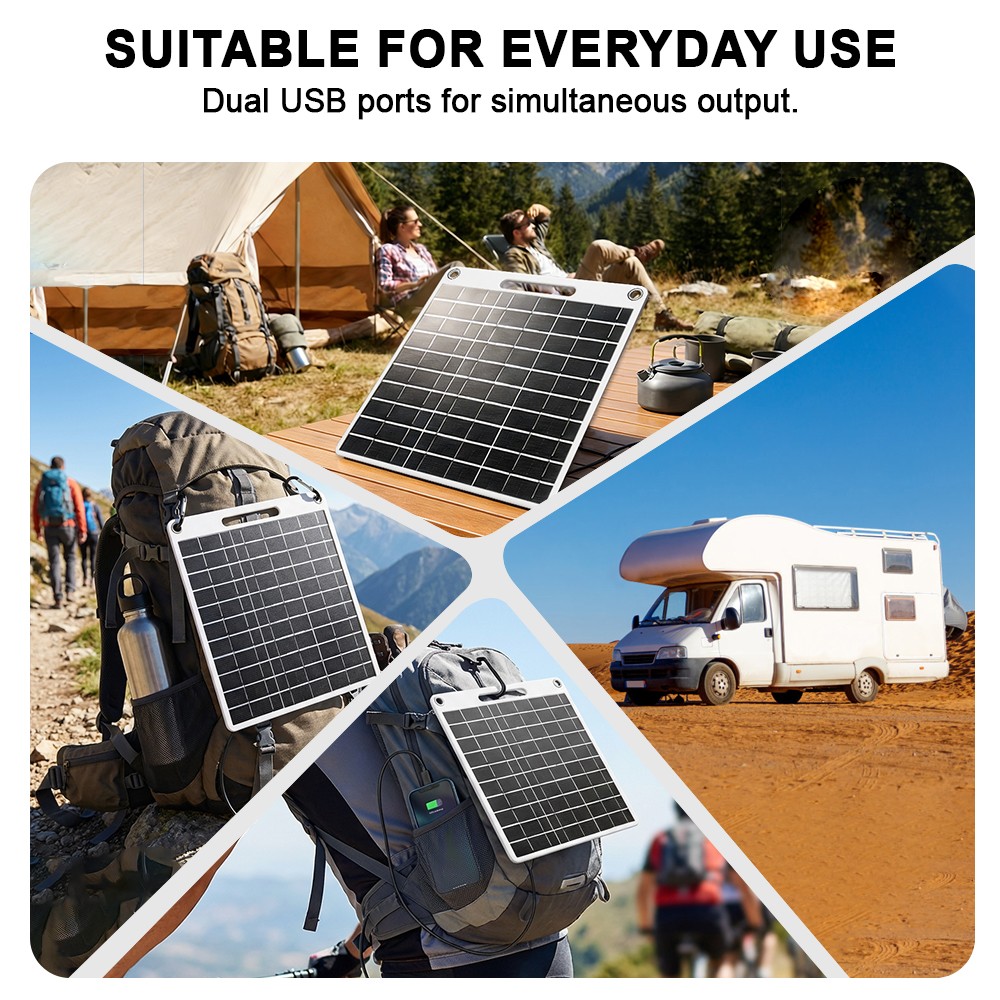 50W Flexible Solar Panel USB Output Phone Power Bank Outdoor RV Emergency Use
