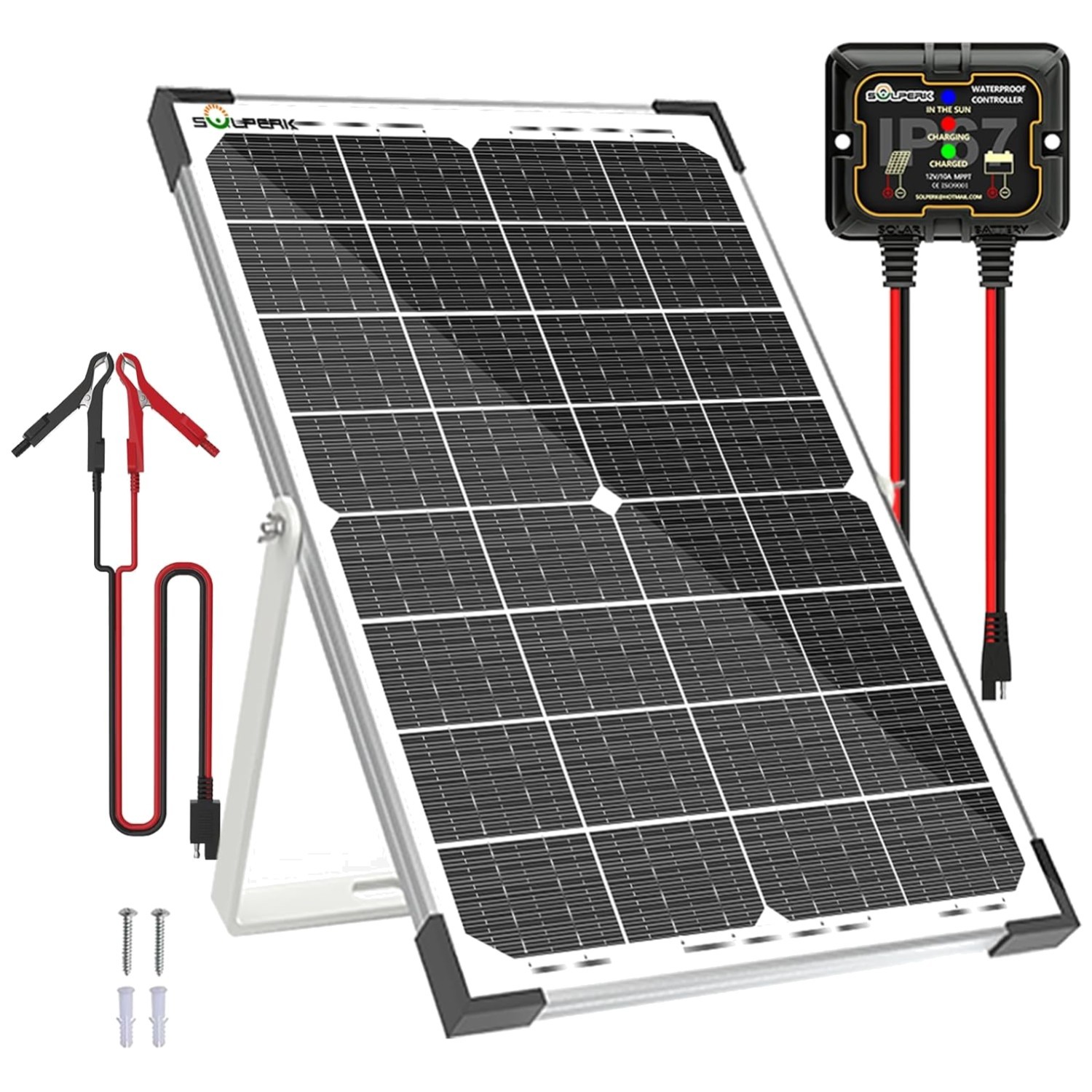 12V Waterproof Solar Panel + 10A Charge Controller