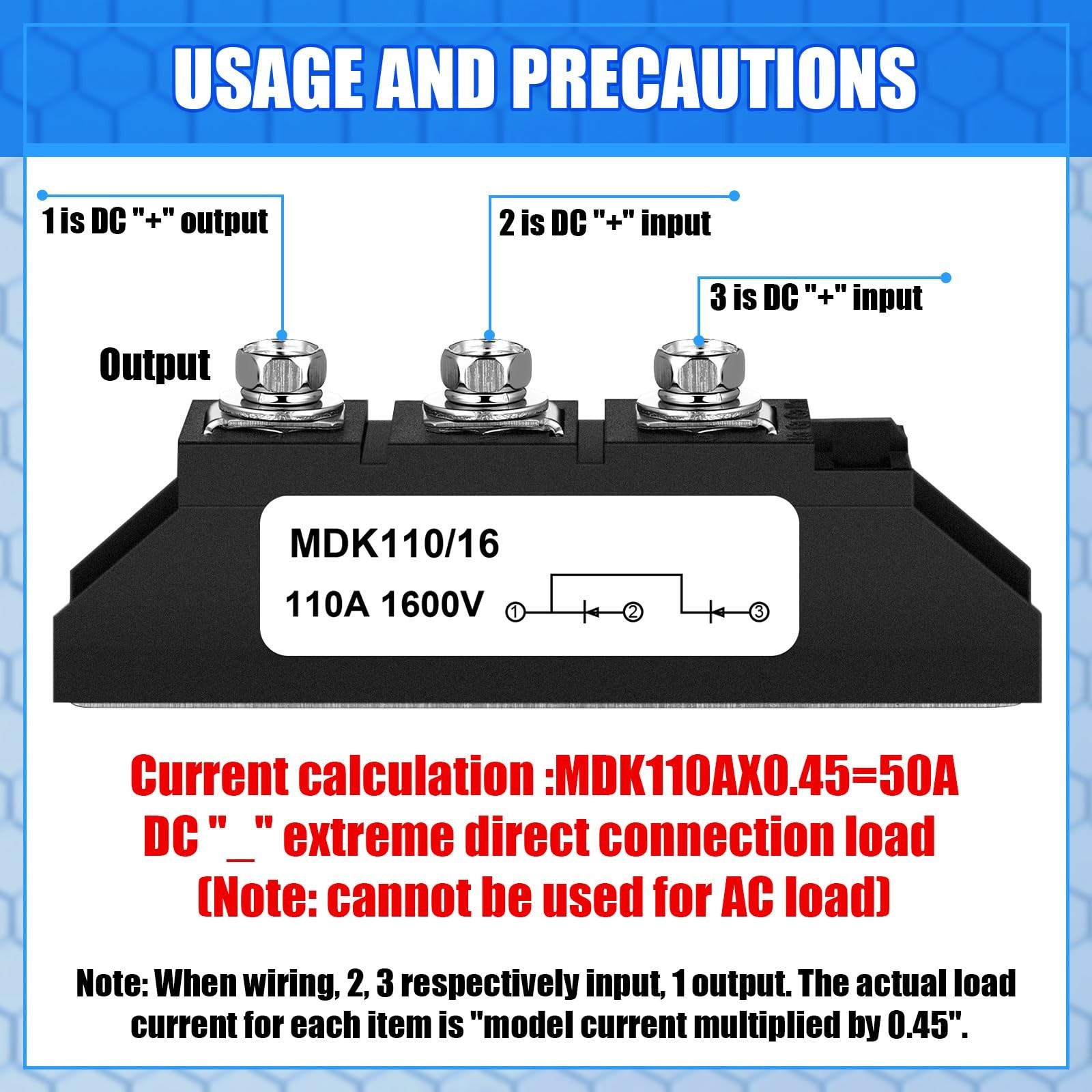 Solar Diode 1600V DC Blocking Unidirectional Anti-Reverse – 2 Pcs, 400VAC, 1000V