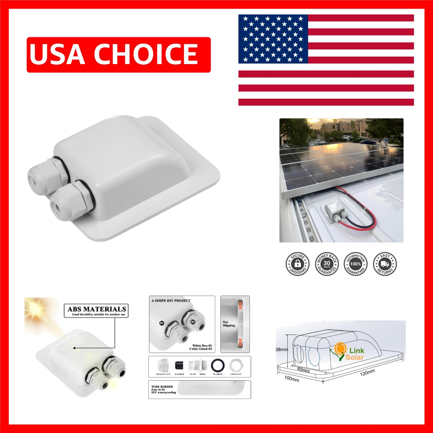 Double Waterproof Cable Entry Gland for Solar Projects – 2mm² to 6mm² Compatible
