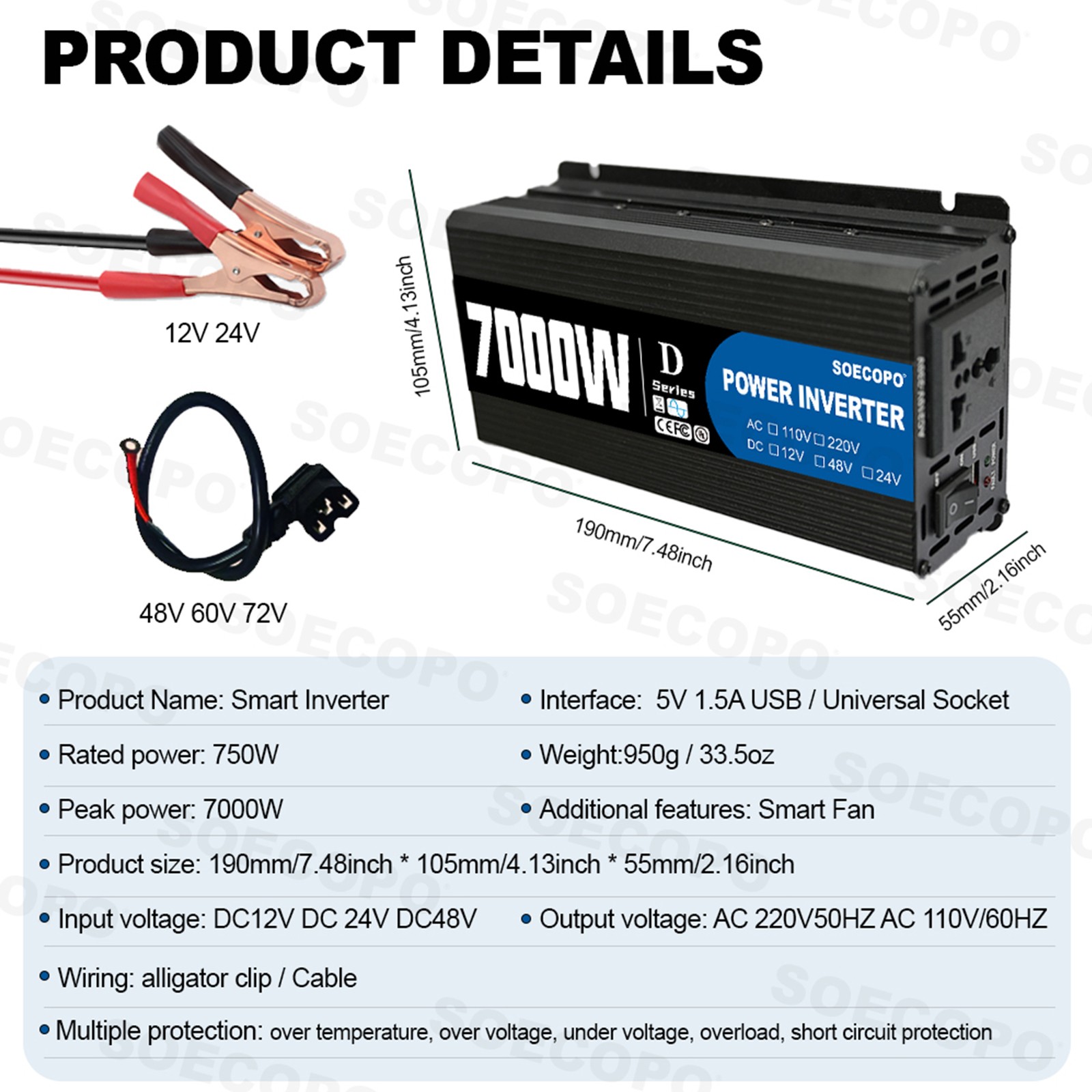 Complete 7000W Off-Grid Solar Kit 7000W Inverter 2pcs 300W Solar Panels 110V US