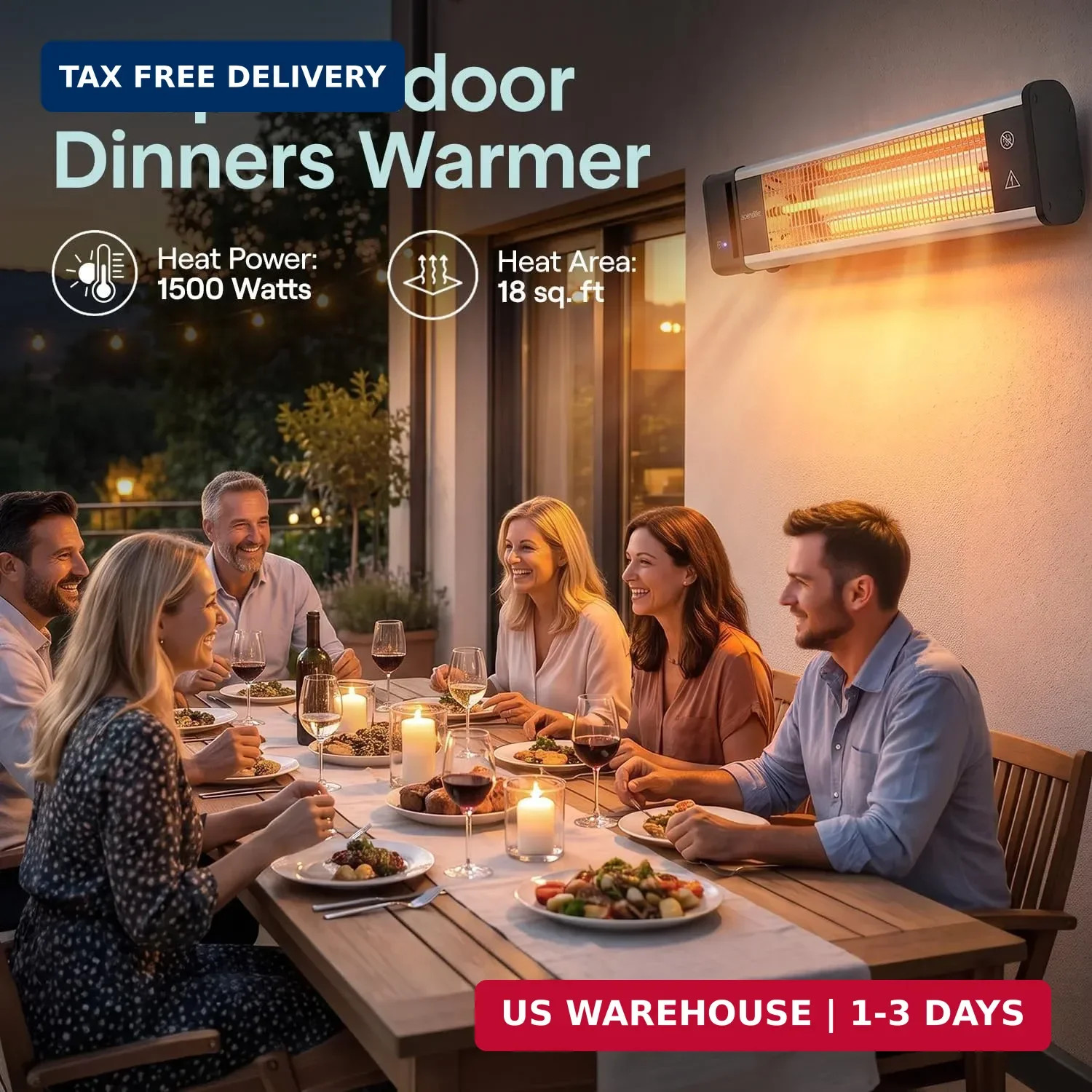 SereneLife Portable Infrared Indoor and Outdoor Electric Space Heater with Remot