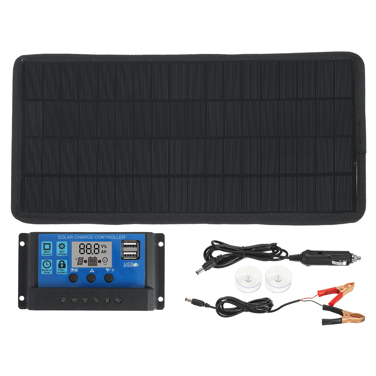 30W 60W Mono Solar Panel Kit 18V Battery Charger Controller 100A Car RV Home