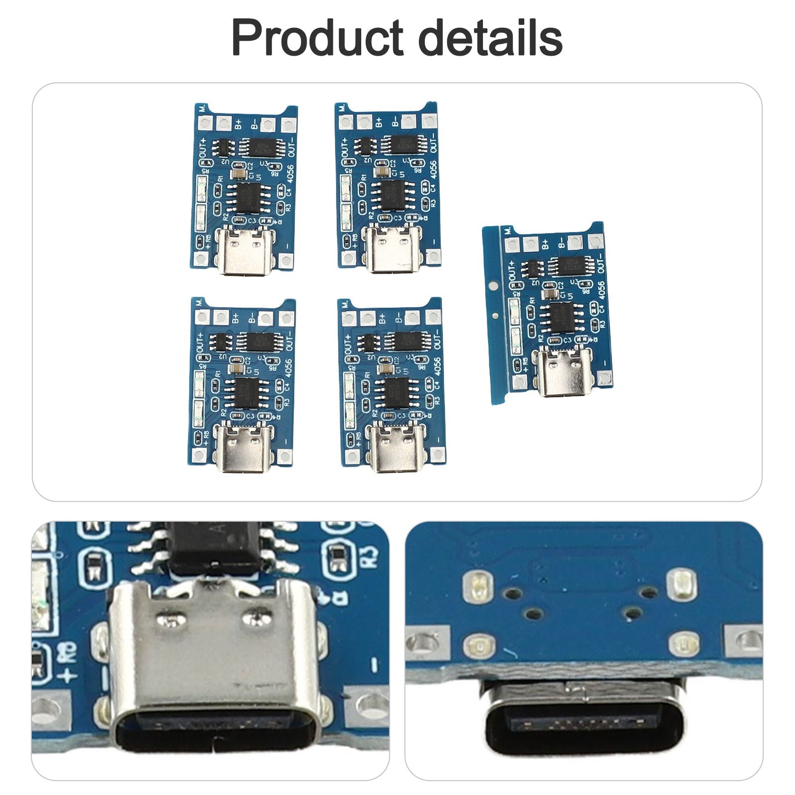 5 x USB Lithium Charger Module with Battery Protection TYPEC USB 5V 1A
