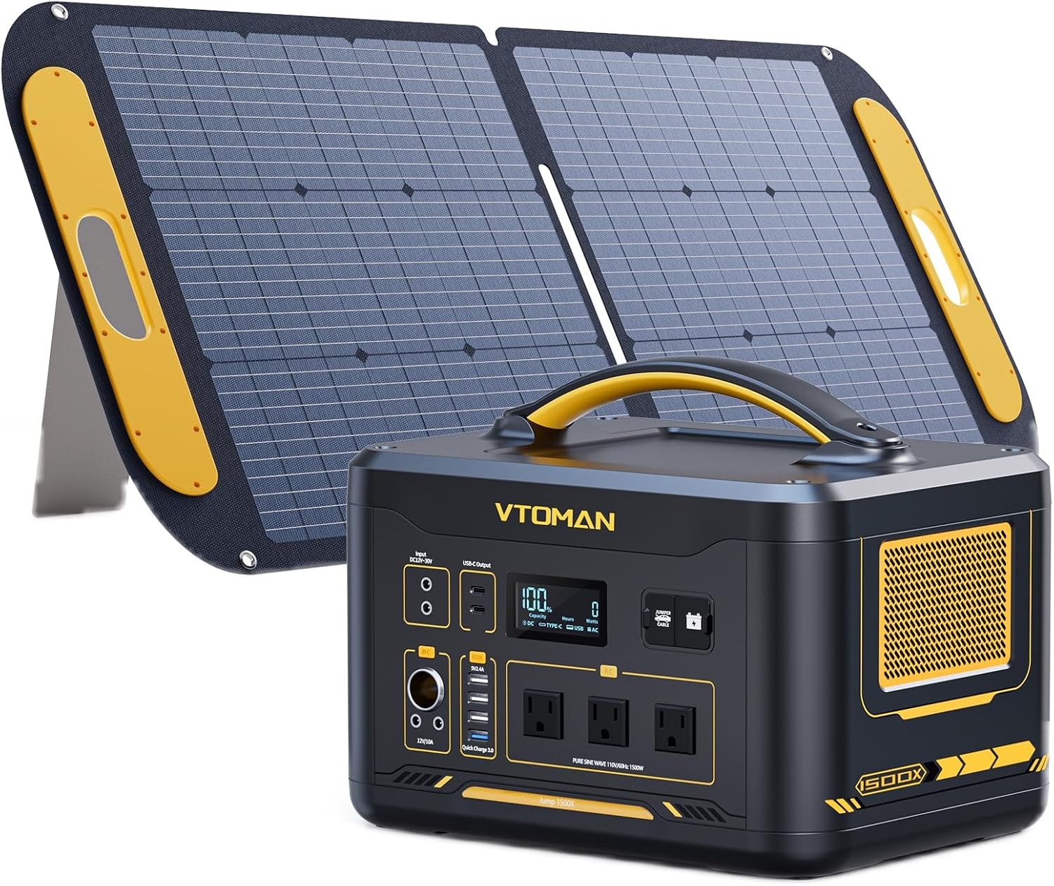 VTOMAN Jump 1500X 1500W/828Wh Portable Power Station with 110W Solar Panel