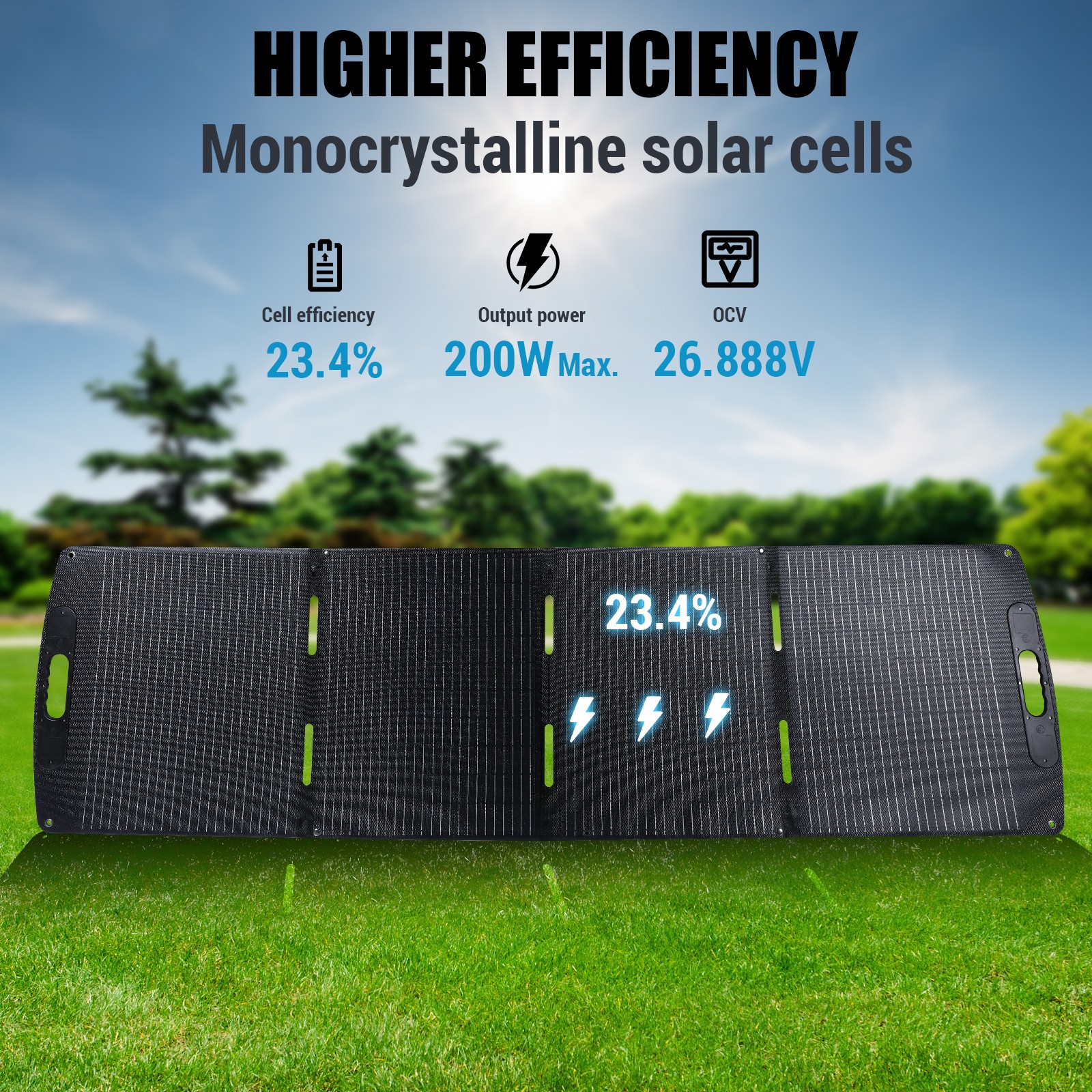 200W Foldable Solar Panel Portable Solar Charger Power Station Rv Camping Home