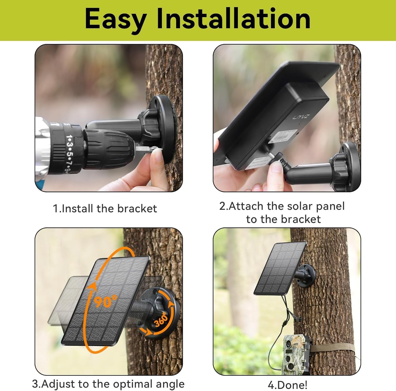Trail Camera Solar Panel, 3W 6V Output with 5000mAh Rechargeable Battery, Weath