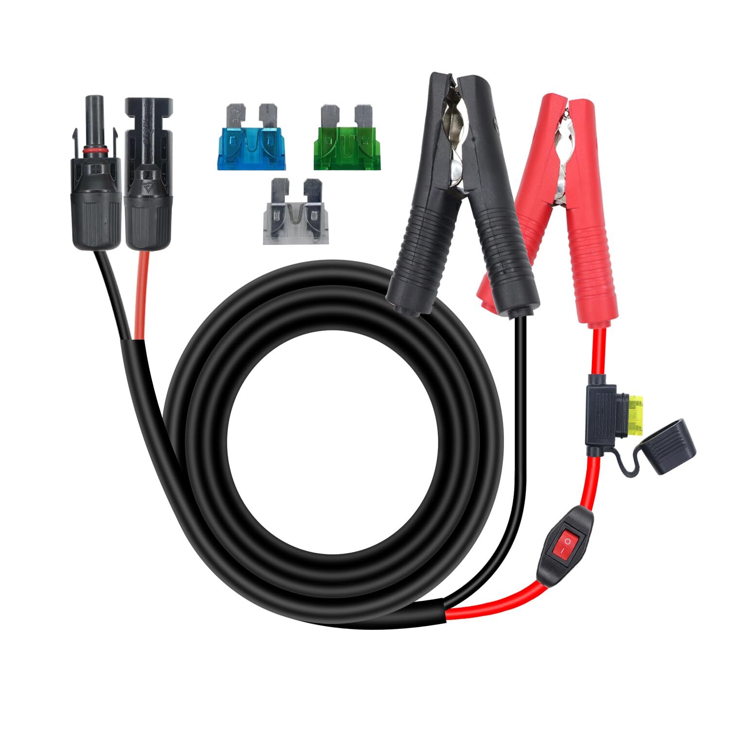 1.5M 14AWG Battery Alligator Clip to Solar Connector Extension Cable Fuse