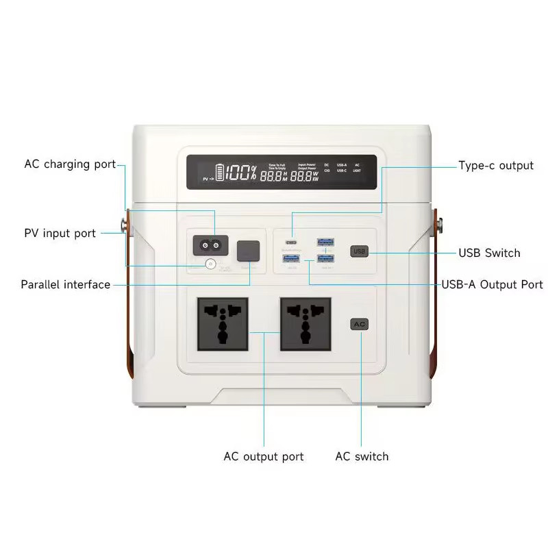 LiFePO4 Portable Power Station 1000W 902WH Mobile Power Supply Solar Generator 5