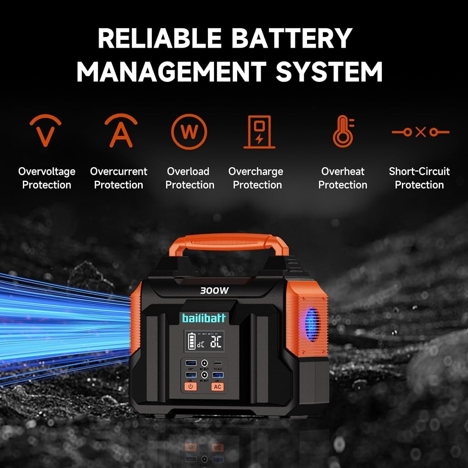 BailiBatt 300W Portable Power Station – 257Wh Lithium Battery Alaska & Guam Ship