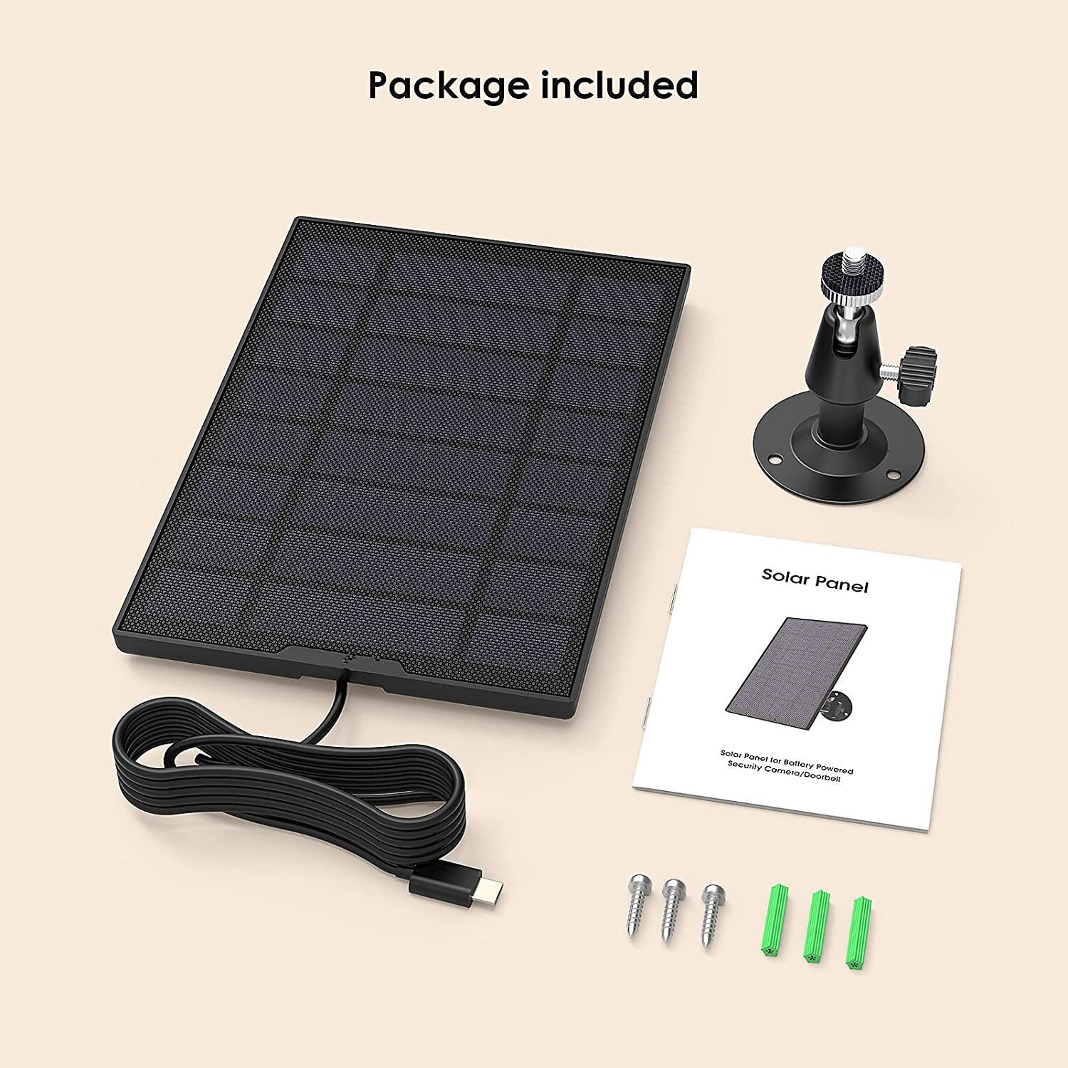 ieGeek Solar Panel For Outdoor Security Camera Home CCTV,USB Port or Type-C Port