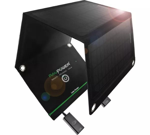 RAVPower 15W Foldable Dual-Port Waterproof Smart Solar Charger Kit RP-SC02